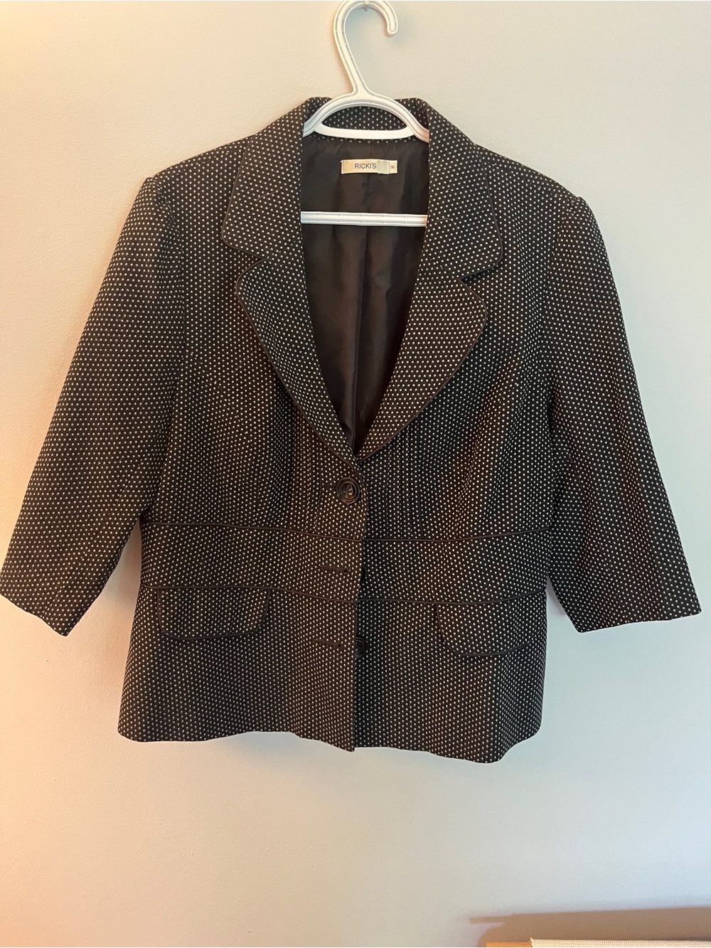 croft & barrow Black Dot-Pattern Blazer Jacket